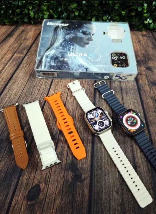Smartwatch Microwear ULTRA AI 3 5G - c/ Câmera 180º, Case Proteção + 7 Pulseiras