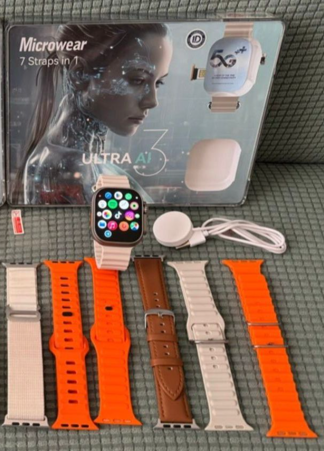 Smartwatch Microwear ULTRA AI 3 5G - c/ Câmera 180º, Case Proteção + 7 Pulseiras